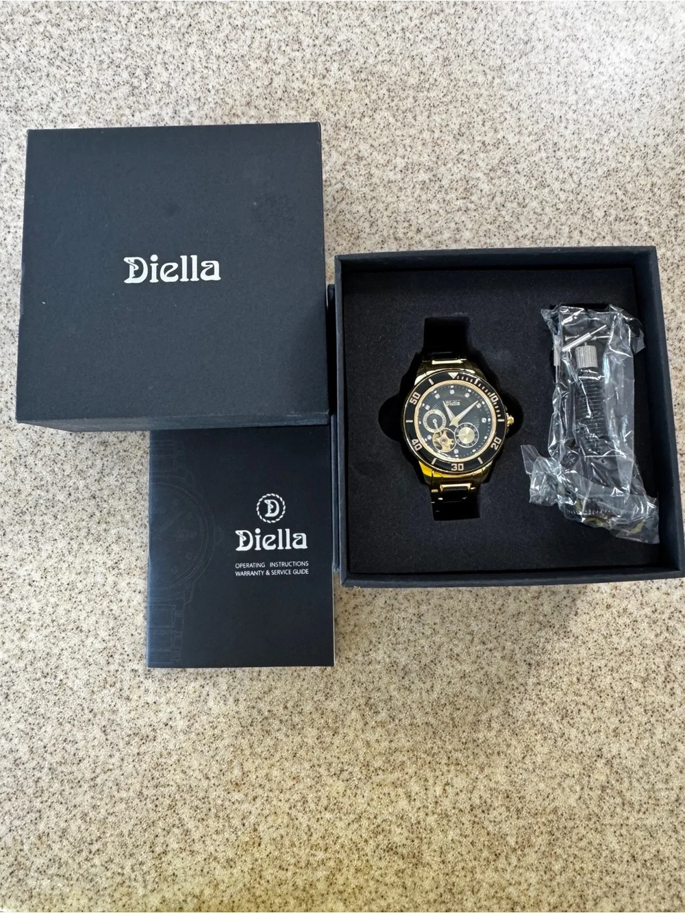 Diella Automatic Wristwatch Women’s Luxury Skeleton Gold Jade Waterproof AD6025L